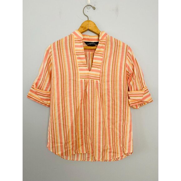 Vintage 1970 Bugaboo Pink Striped Top, Womens S, Union Made Deadstock Popover - Picture 1 of 10